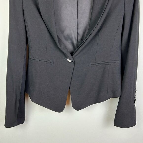 BCBGMaxazria Blazer Jacket Black Long Sleeve Button Front Career Workwear sz S - Picture 3 of 10